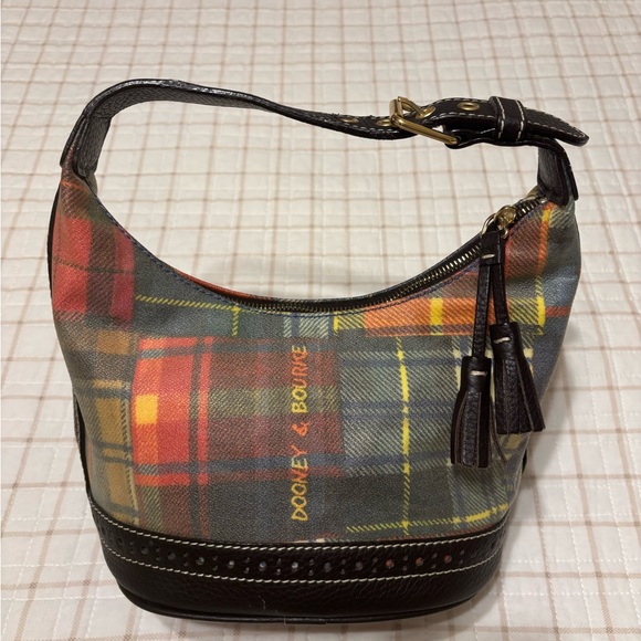 Dooney & Bourke Multicolor Plaid Hobo Bag with Black Trim - Picture 2 of 14